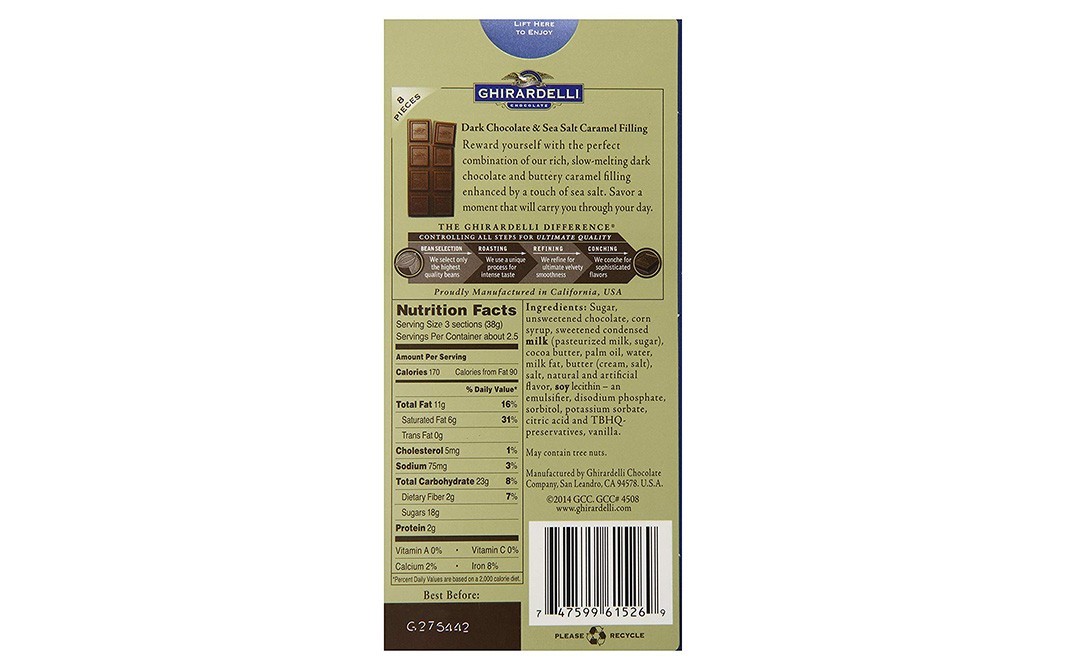 Ghirardelli Dark & Sea Salt Caramel Rich Chocolate   Box  100 grams